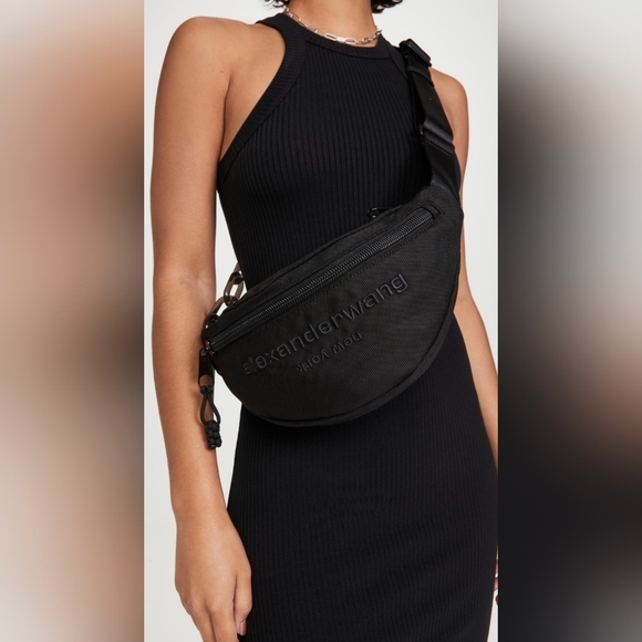 Alexander Wang medium Nylon Logo Printed Attica Gym Shoulder Bag Black - Picture 5 of 11